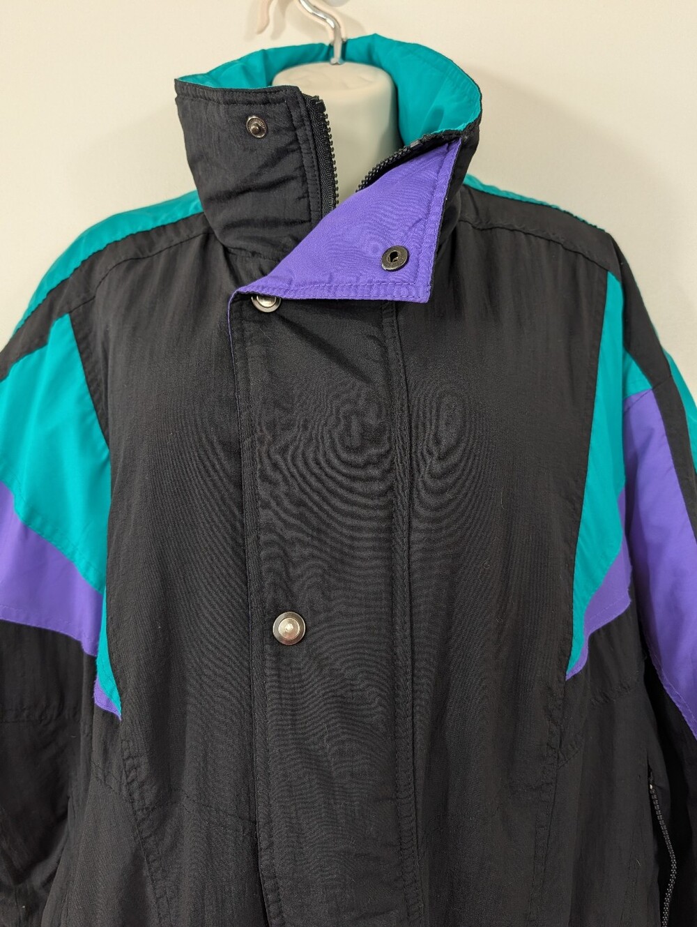 90's Ski Colorblock Jacket Y2k Retro Funnel Neck Sz L